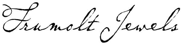 Frumolt Jewels logo in cursive on a white background